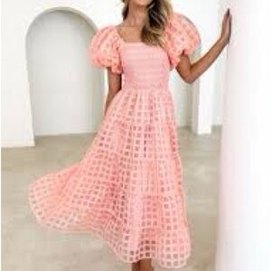 Pretty Garden Off-the-Shoulder Puff Sleeve Maxi Dress Large NWOT
